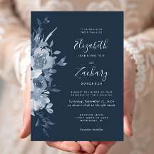 Casamento Azul Poeirento Floral Aquarela
