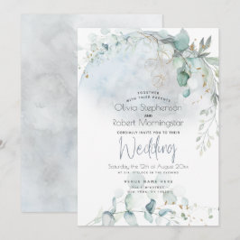 Convites Casamento | Azul poeirento sobre a lua apaixonada