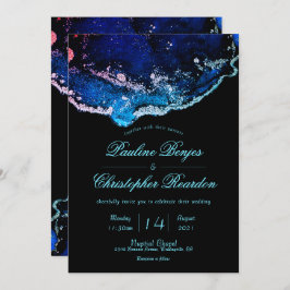 Convites Casamento Azul Púrpura Elegante De Jewel-Tone