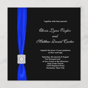 Convites Casamento Azul Real e Preto