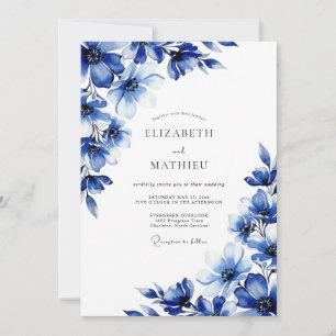 Convites Casamento Azul Real Pintado à Mão