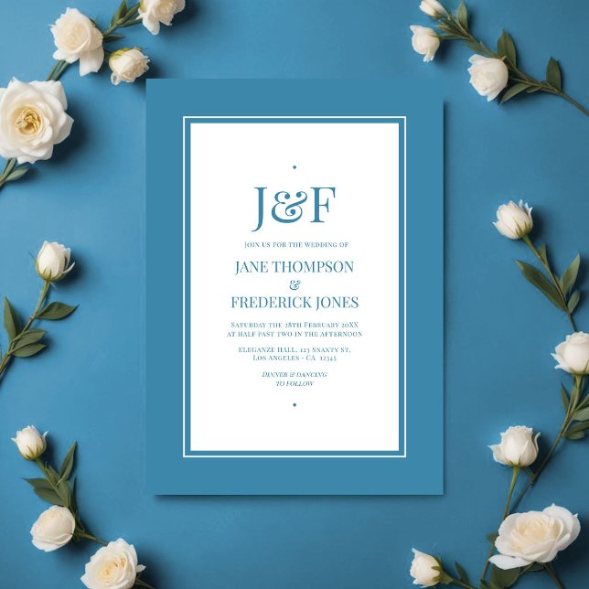 Convites Casamento Azul Retroativo (Retro Blue Wedding Invitation)