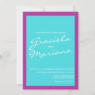 Convites Casamento Azul Roxo Brilhante Ousado