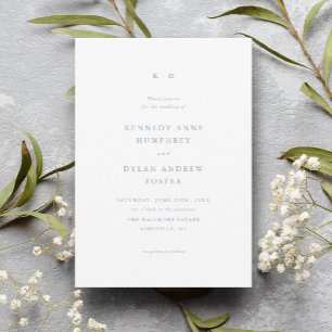 Convites Casamento Azul Simples e Elegante