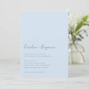 Convites Casamento Azul Suave Simples Moderno Minimalista e