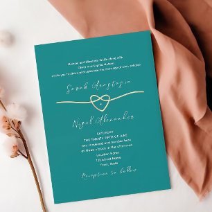 Convites Casamento Azul Turquesa Simples Moderno