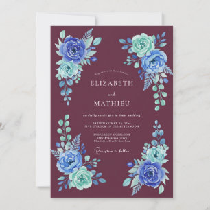 Convites Casamento Azul Verdante Etéreo