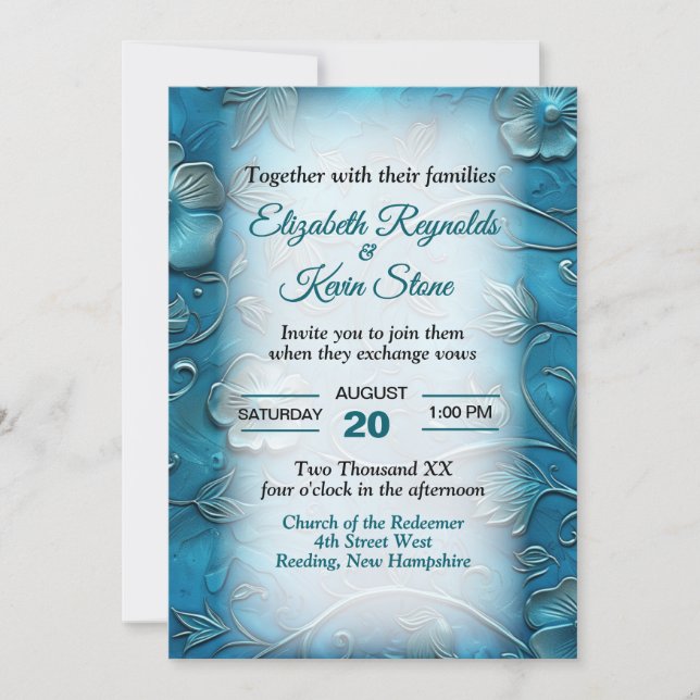 Convites Casamento Azul-Verde (Frente)