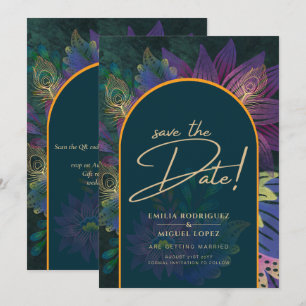 Convites Casamento Azul Verde Paquock Jewel Tones