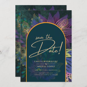 Convites Casamento Azul Verde Paquock Jewel Tones