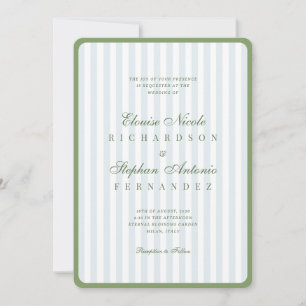 Convites Casamento Azul Vintage e Sage Tudo em Um Old Money