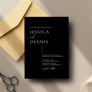 Convites Casamento B&W de Script Elegante Mínimo Moderno