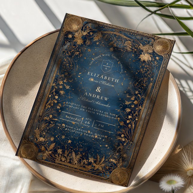 Convites Casamento Barroco Celestial à Meia-Noite (Criador carregado)
