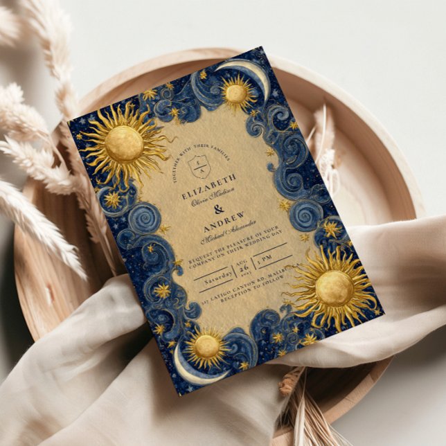 Convites Casamento Barroco Celestial Dourado (Criador carregado)