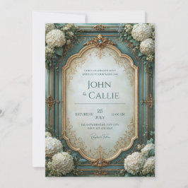 Convites Casamento Barroco com Hortênsias Azuis