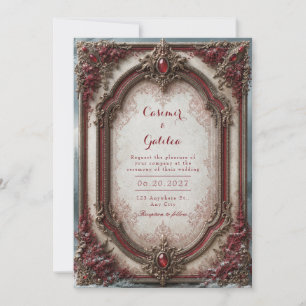 Convites Casamento Barroco com Joia Carmesim