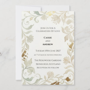 Convites Casamento Barroco com Tons de Sage Pálido