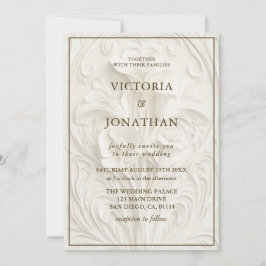 Convites Casamento Barroco Elegante Floral Tudo em Um