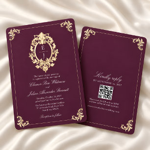 Convites Casamento Barroco em Barra de Ouro Plum Noir