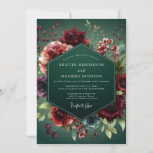 Convites Casamento Barroco Floral em Verde Caçador