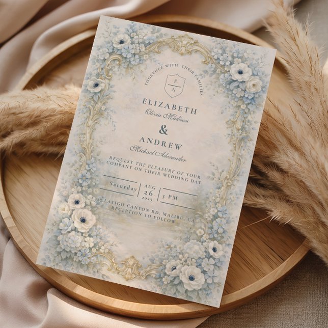 Convites Casamento Barroco Floral Ornate (Criador carregado)