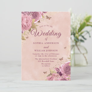 Convites Casamento Bastante Blush Floral Watercolor