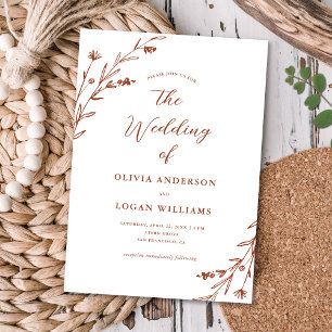 Convites Casamento Bastante Russo Terracotta Wildflower Boh