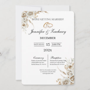 Convites Casamento bege com bouquet