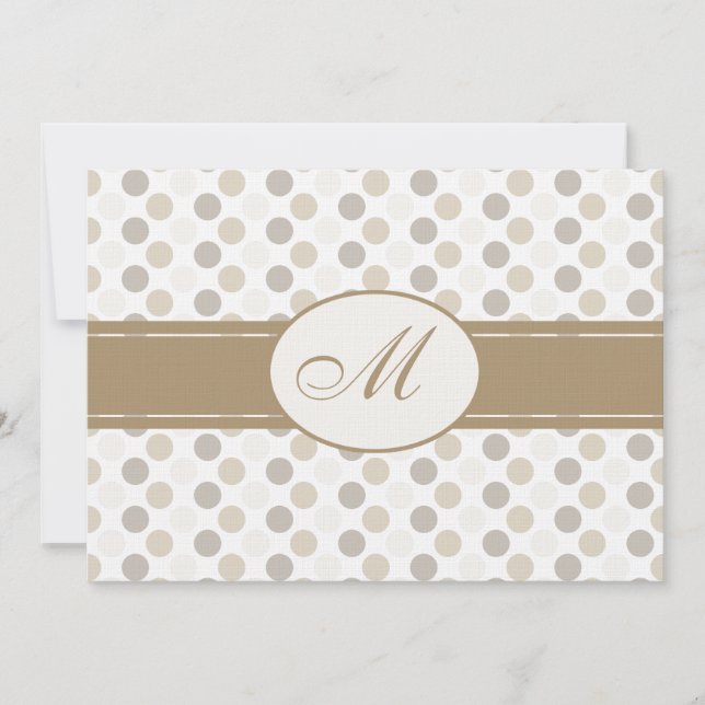 Convites Casamento Bege e Branco com Monograma (Frente)