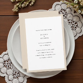 Convites Casamento Bege Minimalista Moderno e Elegante Simp