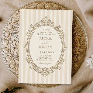 Convites Casamento bege suave e elegante vintage