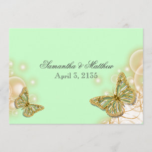 Convites Casamento bege verde da borboleta