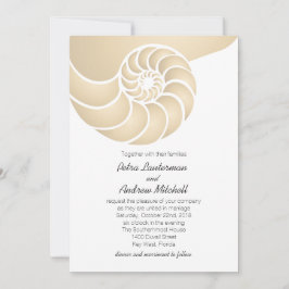 Convites Casamento Beige Nautilus Shell Beach