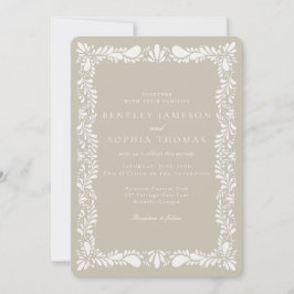 Convites Casamento Beige Talavera - Azulejo Espanhol Fiesta