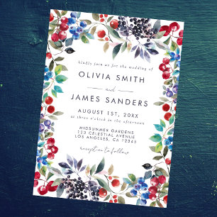 Convites Casamento Berry Summer Watercolor