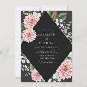 Convites Casamento Black Blush Dahlia