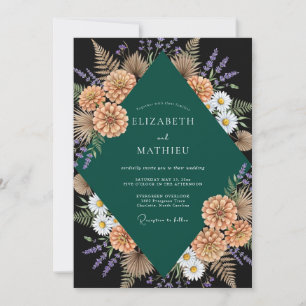 Convites Casamento Black Copper Dahlia