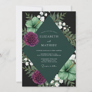 Convites Casamento Black Purple Dahlia