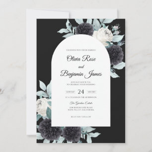 Convites Casamento Black Silver Dahlia