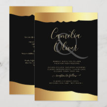 Casamento Black Tie Dourado Folha de Ouro Script E