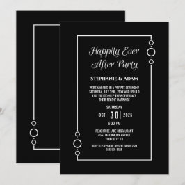 Convites Casamento Black White Felizes para Sempre Recepção