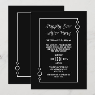 Convites Casamento Black White Felizes para Sempre Recepção