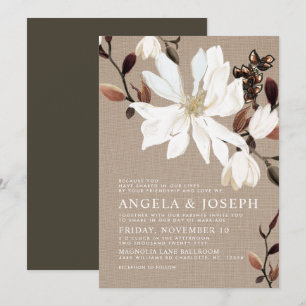 Convites Casamento Blooming Magnolias Burlap