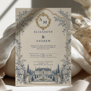 Convites Casamento Blue Château Old Money