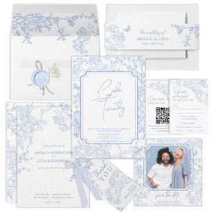 Convites Casamento Blue Chinoiserie Toile de Jouy