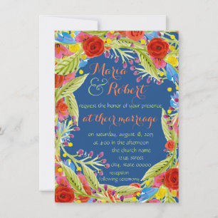 Convites Casamento Blue Fiesta