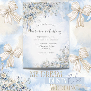 Convites Casamento Blue Floral Watercolor
