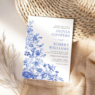 Convites Casamento Blue Porcelain Floral Chinoiserie