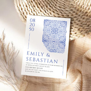 Convites Casamento Blue Porcelain Floral Chinoiserie