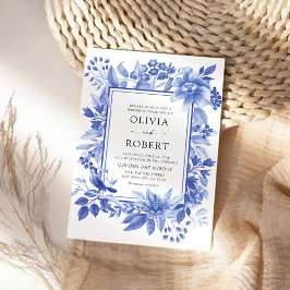 Convites Casamento Blue Porcelain Floral Chinoiserie